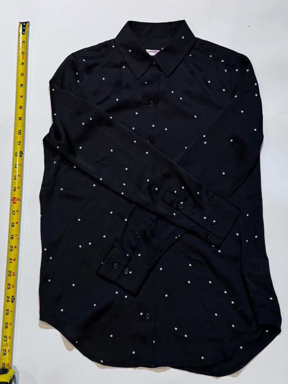 Equipment Femme Black Star-Print Button-Down Blouse Women's XS